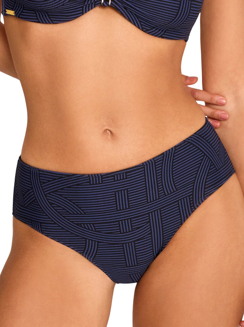 Bas maillot slip de bain taille haute REVERIE Bleu marine - Kiabi
