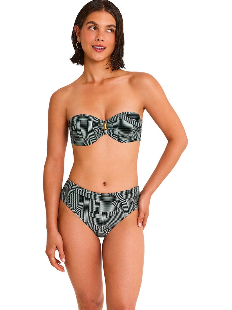 Bas maillot slip de bain taille haute REVERIE Vert - Kiabi