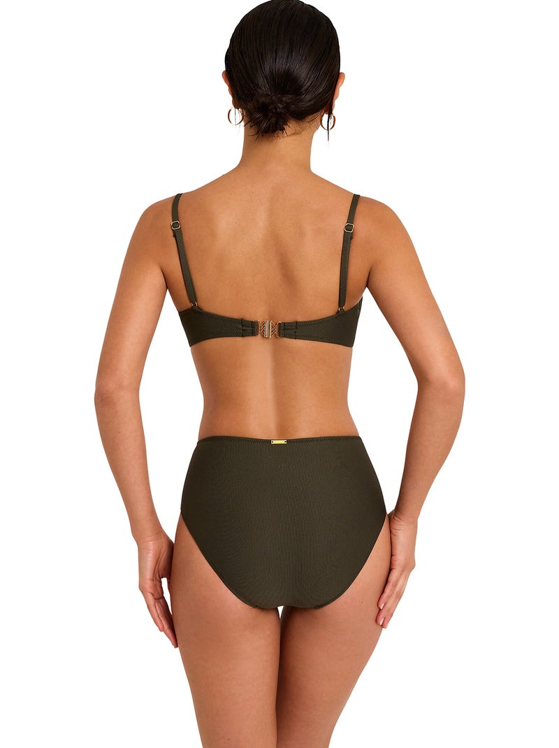 Bas maillot slip de bain taille haute SOLSTICE Kaki - Kiabi