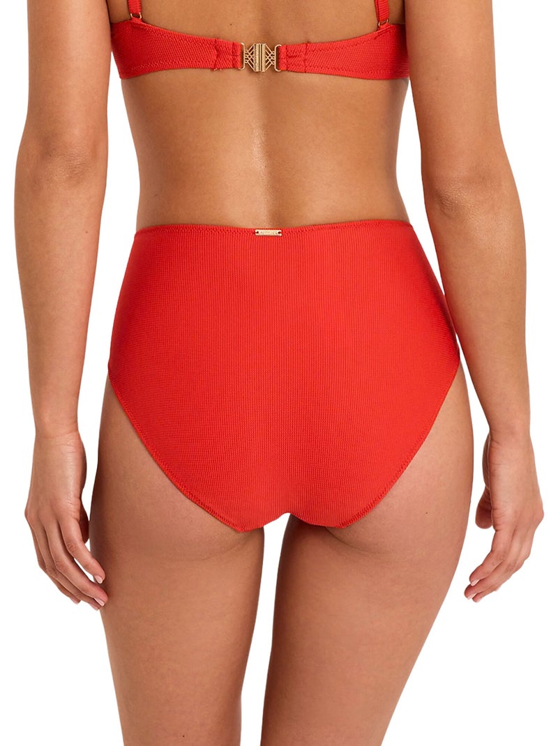 Bas maillot slip de bain taille haute SOLSTICE Orange corail - Kiabi