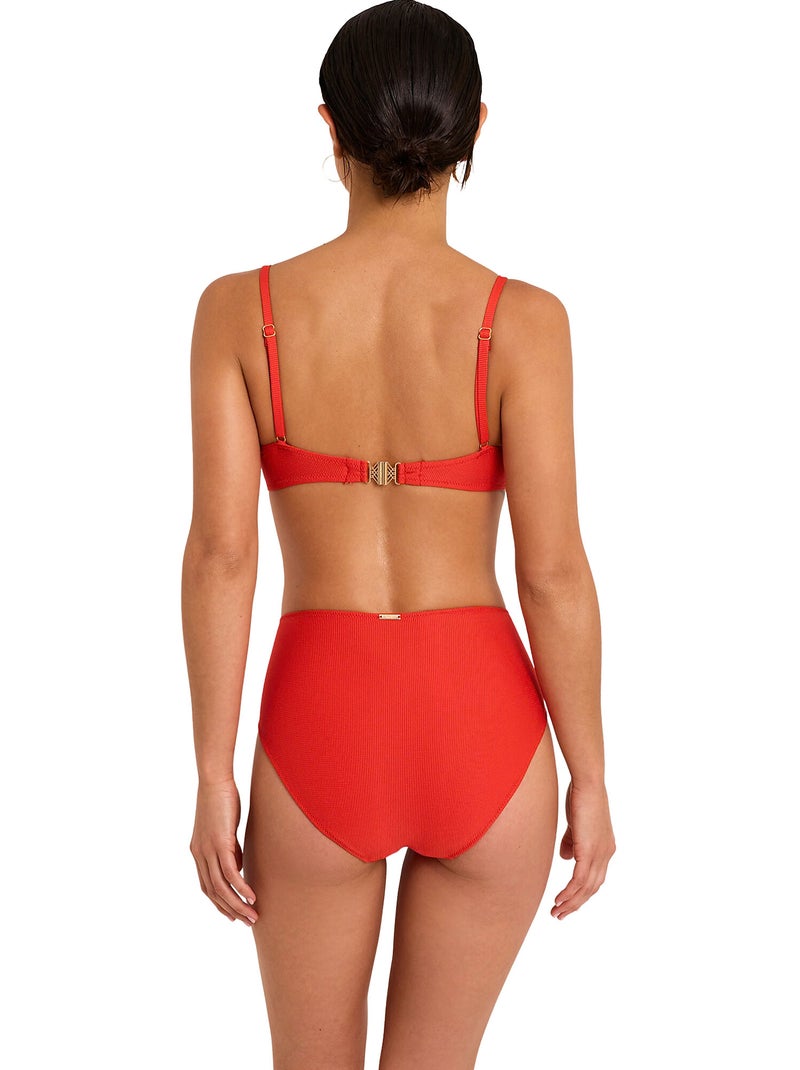 Bas maillot slip de bain taille haute SOLSTICE Orange corail - Kiabi