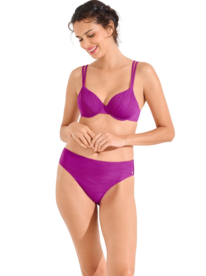 Bas maillot slip de bain taille haute SORRENTO Rose fushia - Kiabi