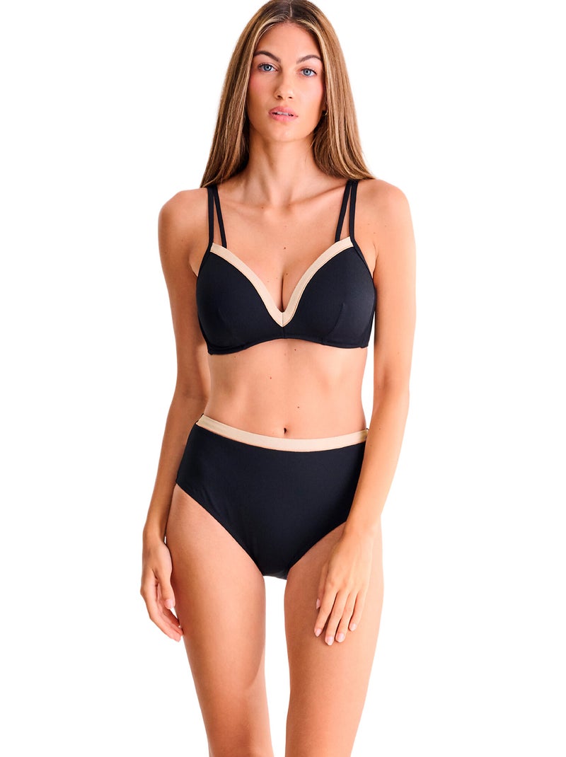 Bas maillot slip de bain taille haute SYDNEY Noir - Kiabi