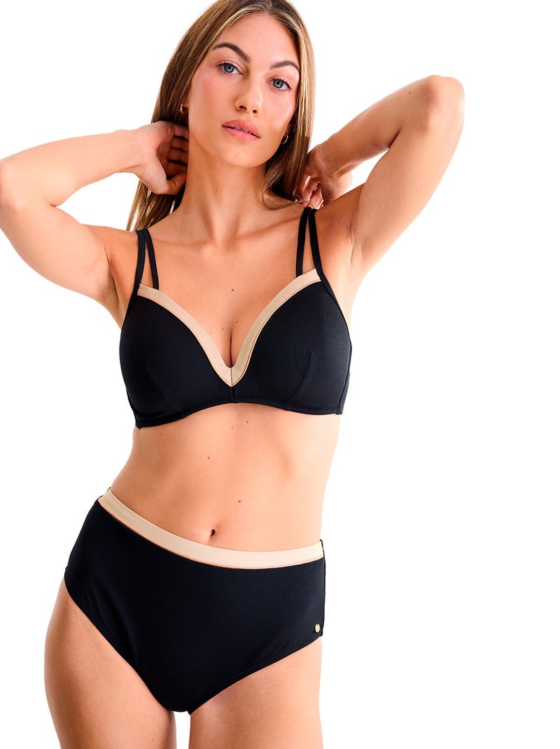 Bas maillot slip de bain taille haute SYDNEY Noir - Kiabi