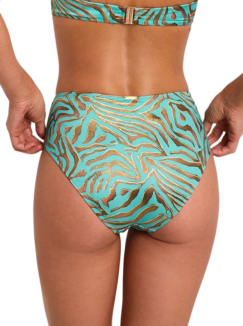 Bas maillot slip de bain taille haute UTOPIA Bleu turquoise - Kiabi