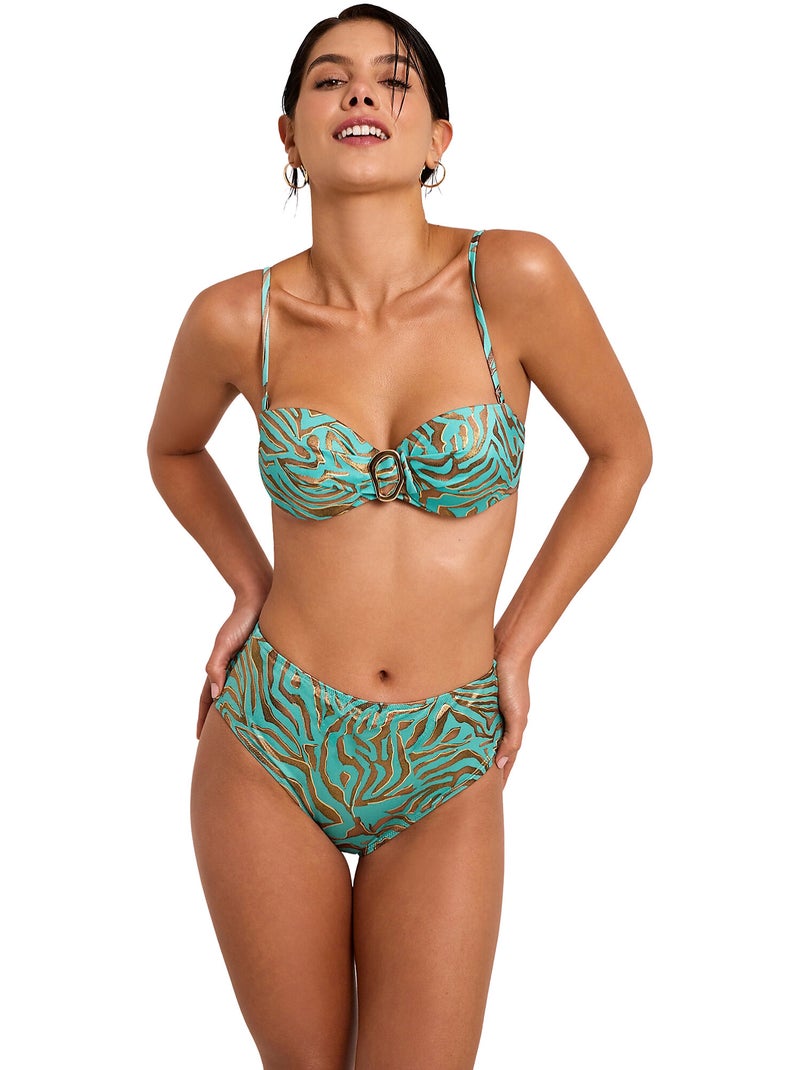 Bas maillot slip de bain taille haute UTOPIA Bleu turquoise - Kiabi