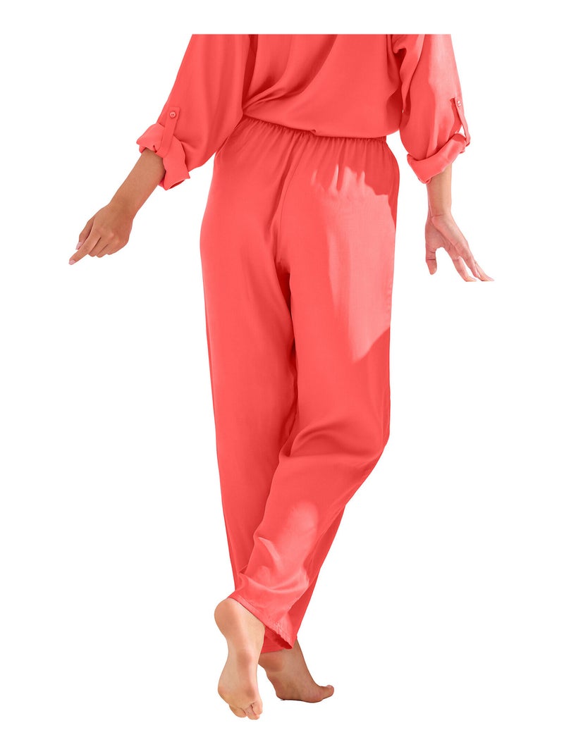 Bas pyjama pantalon PARIS Orange corail - Kiabi