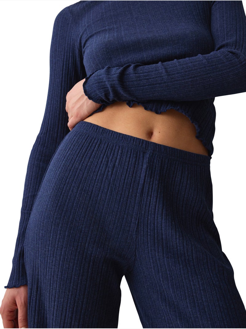 Bas pyjama pantalon versatile rib Bleu - Kiabi