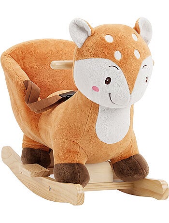 Bascule bébé cerf du japon effets sonores siège ceinture marron