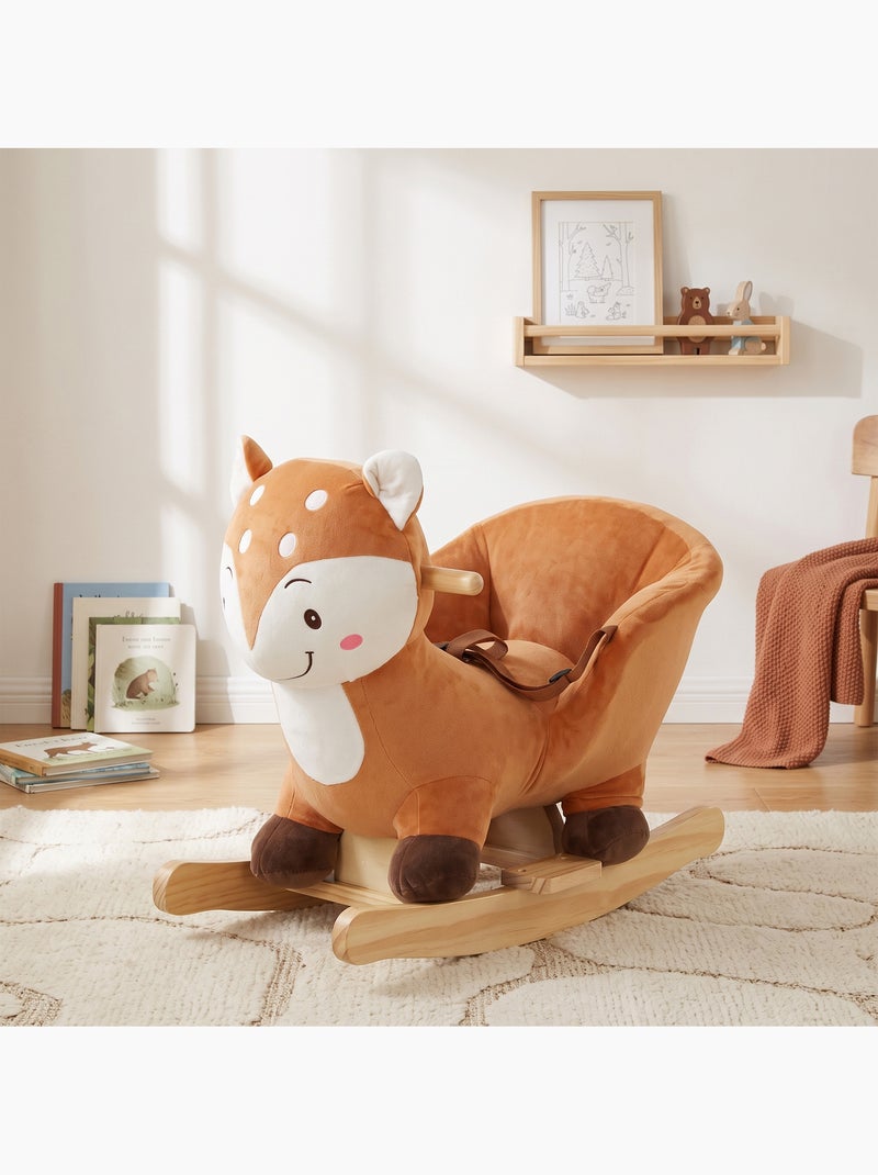 Bascule bébé cerf du japon effets sonores siège ceinture marron Marron - Kiabi