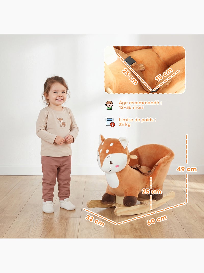 Bascule bébé cerf du japon effets sonores siège ceinture marron Marron - Kiabi