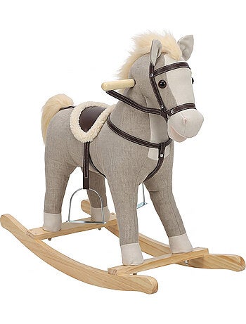 Bascule bébé cheval effets sonores hennissement et galop gris