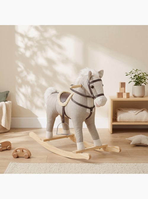 Bascule bébé cheval effets sonores hennissement et galop gris - Kiabi