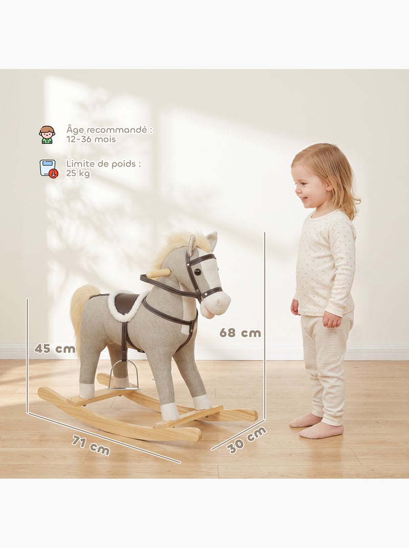 Bascule bébé cheval effets sonores hennissement et galop gris Gris - Kiabi
