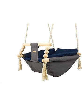 Bascule pour bébé gris, bleu marine