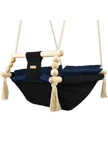 Bascule pour bébé gris, bleu marine