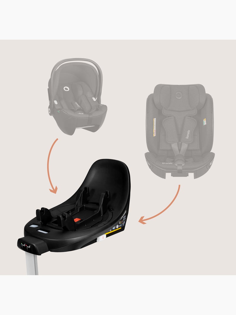 Base ISOFIX - LIONELO Moxie Plus i-Size - Pivotant 360° - Pliable - Support stabilisateur Noir Noir - Kiabi