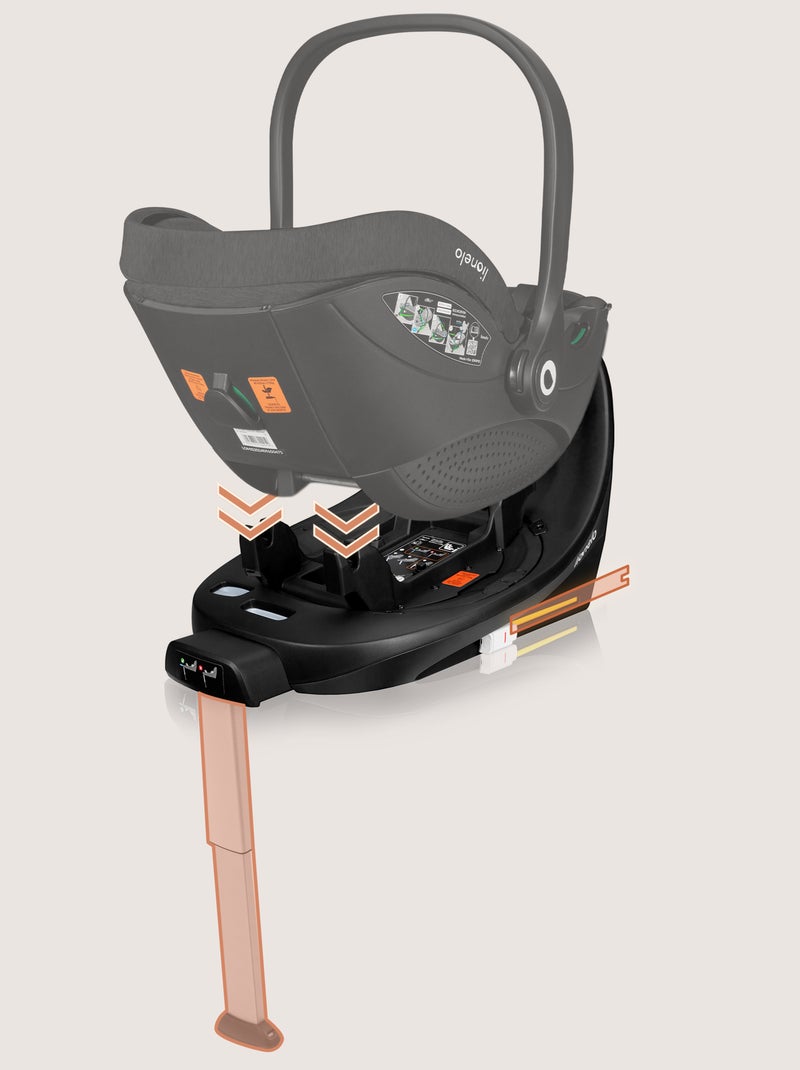 Base ISOFIX 360° - LIONELO Moxie i-Size - Pivotant - Pliable - Support stabilisateur Noir - Kiabi