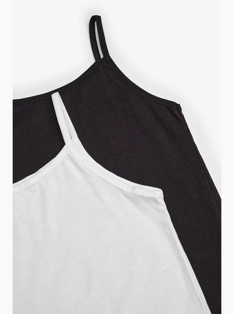 Basic lot de 2 débardeurs caraco en coton penti Noir Blanc - Kiabi