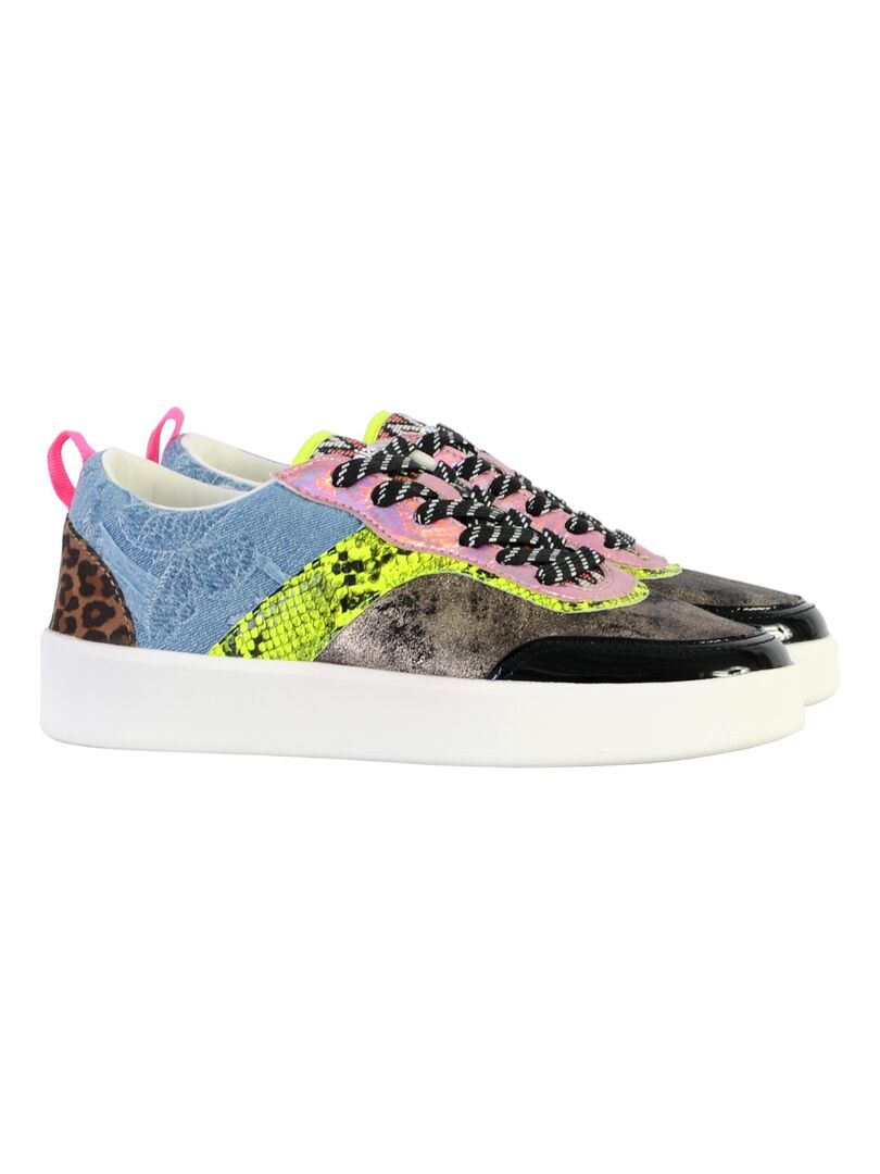 Chaussures Desigual Fancy Patch 9019 Tutti Fruti Femme - Taille 36 - Patchwork Daim, Denim, Imprimé Animal