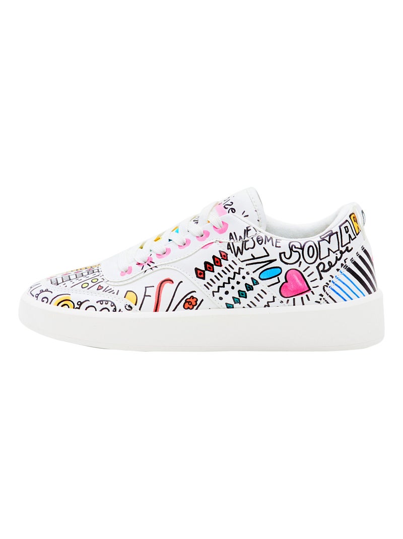 Basket à Lacets Desigual Fancy Lettering Blanc - Kiabi