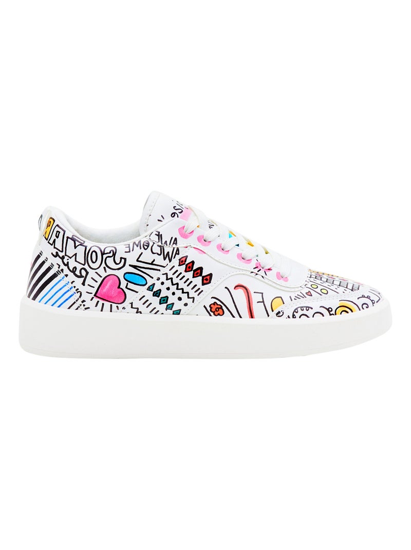 Basket à Lacets Desigual Fancy Lettering Blanc - Kiabi
