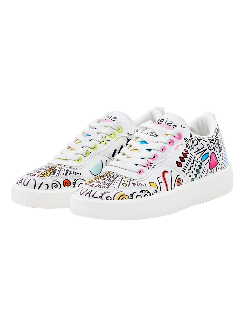 Basket à Lacets Desigual Fancy Lettering Blanc - Kiabi