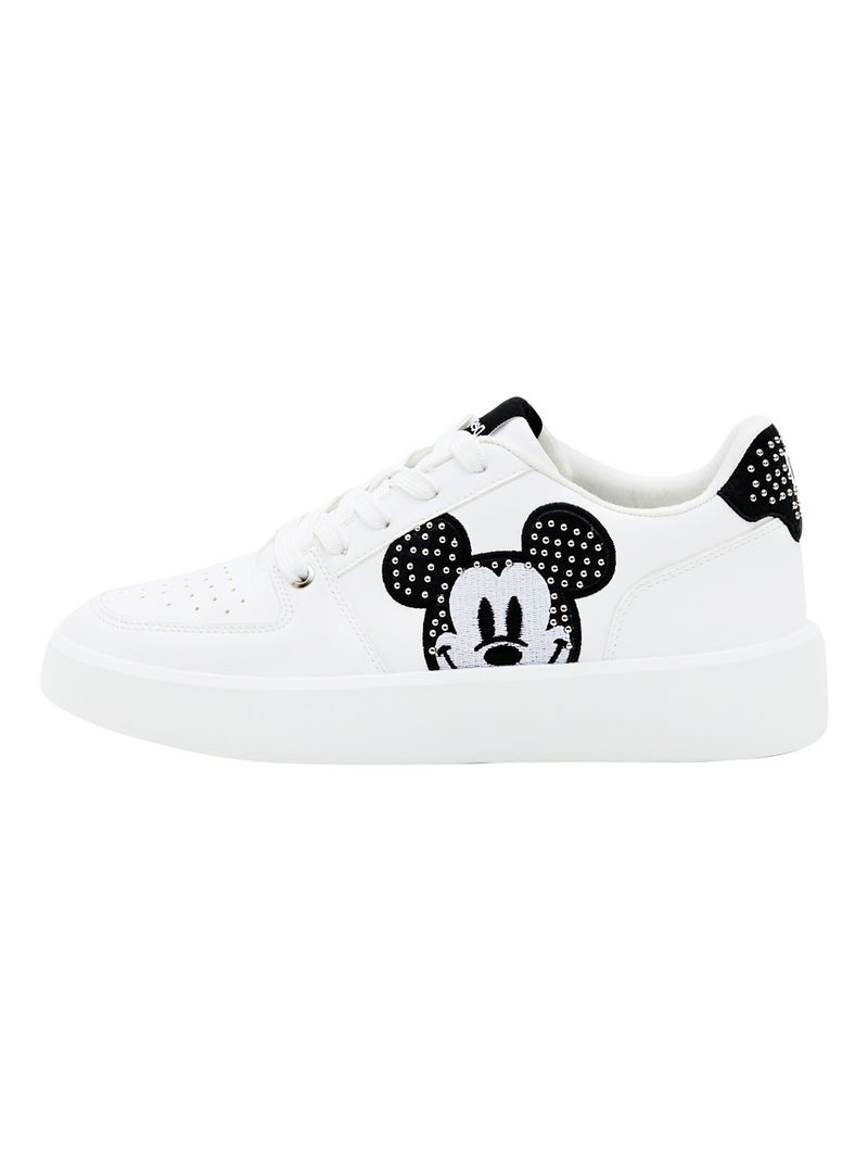 Basket à Lacets Desigual Fancy Mickey Studs Blanc Noir - Kiabi