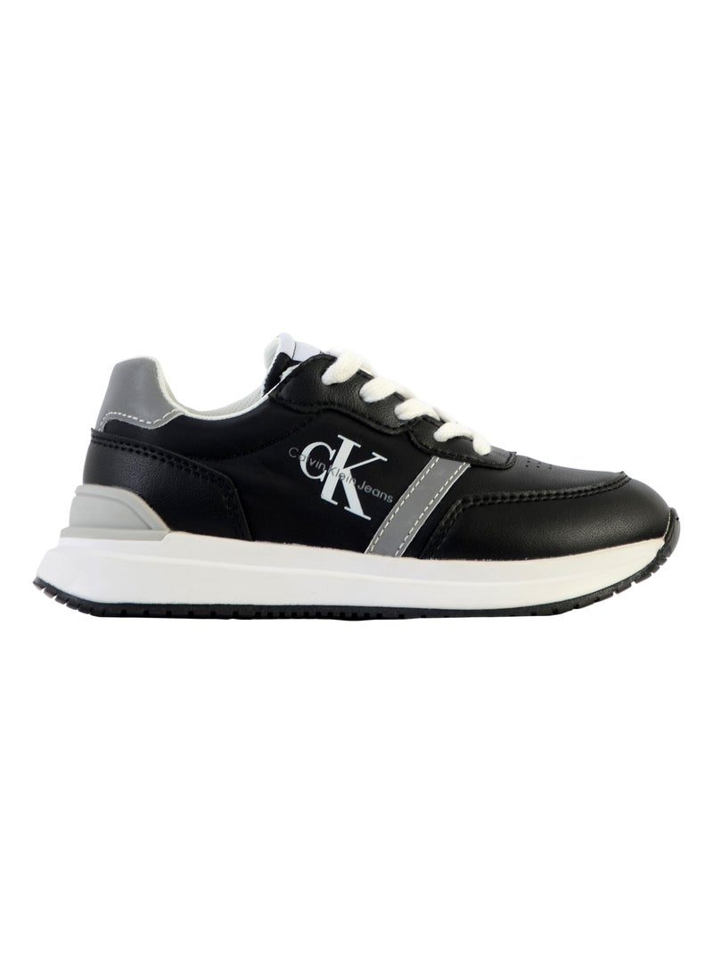 Basket à Lacets Enfant Calvin Klein Jeans Low Cut Lace-Up Noir Gris anthracite - Kiabi