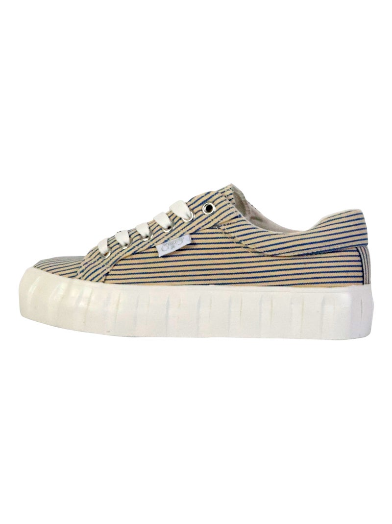 Basket à Lacets Le Temps Des Cerises Malibu Bleu Beige - Kiabi