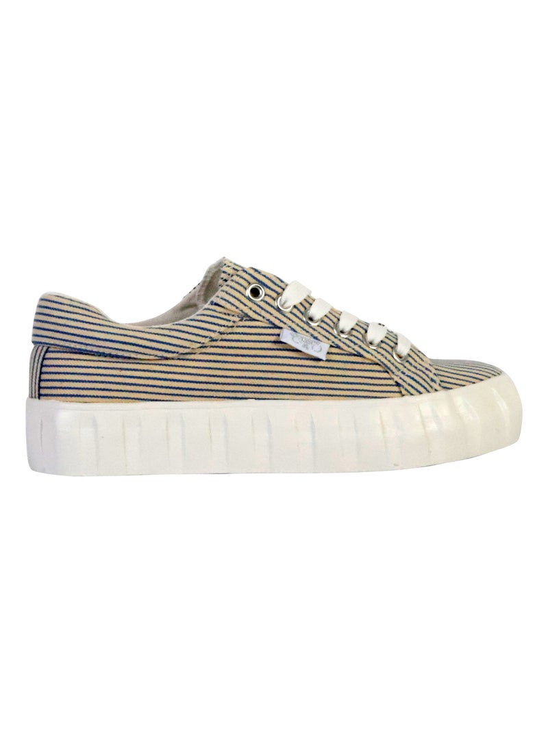 Basket à Lacets Le Temps Des Cerises Malibu Bleu Beige - Kiabi