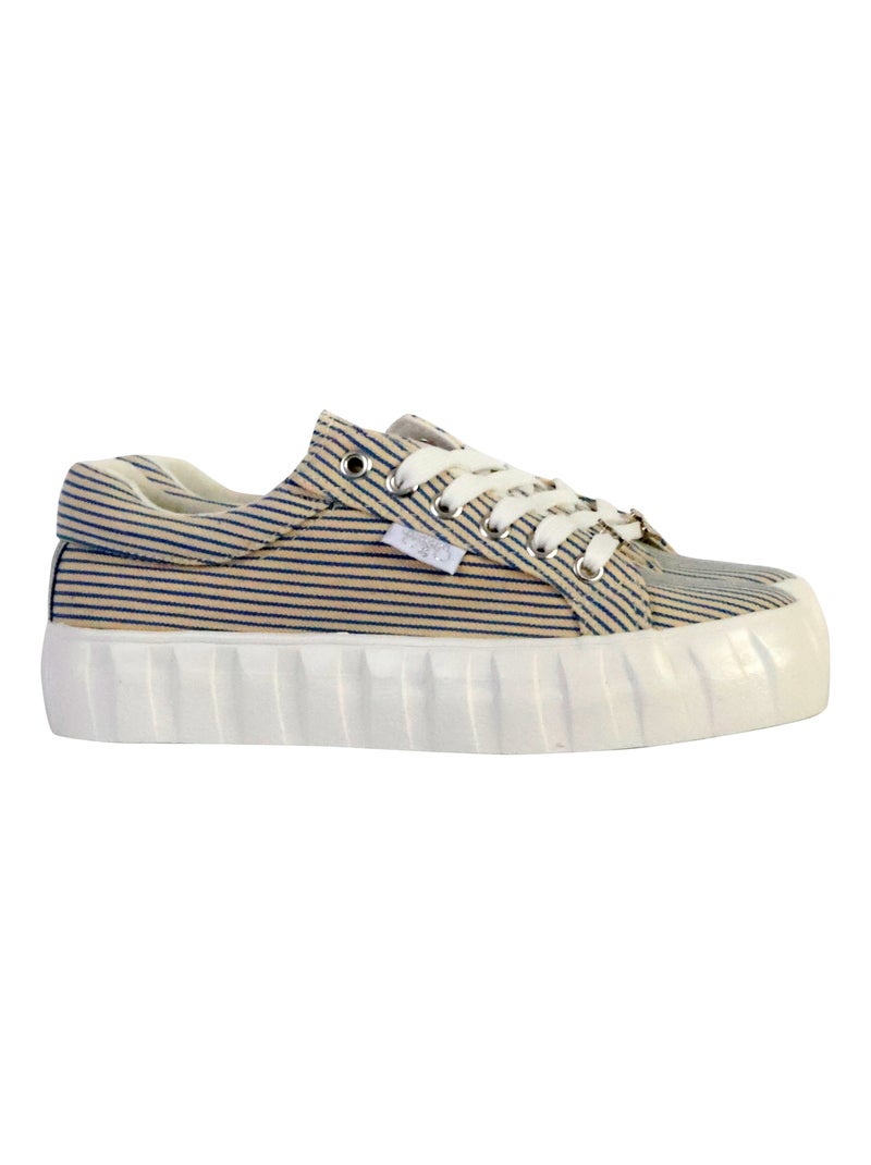 Basket à Lacets Le Temps Des Cerises Malibu Bleu Beige - Kiabi