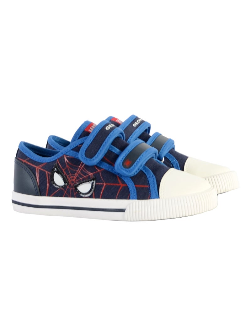 Basket à Scratch Plate Geox Enfant Kilwi Canv+Geobuck Bleu Rouge - Kiabi