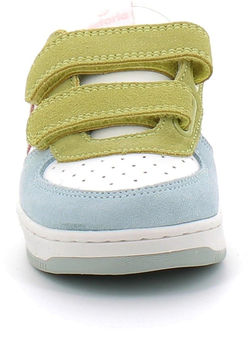 Basket à Scratch Pour Enfant Tiempo Scratch Cuir Fendu Multicolore Blanc - Kiabi