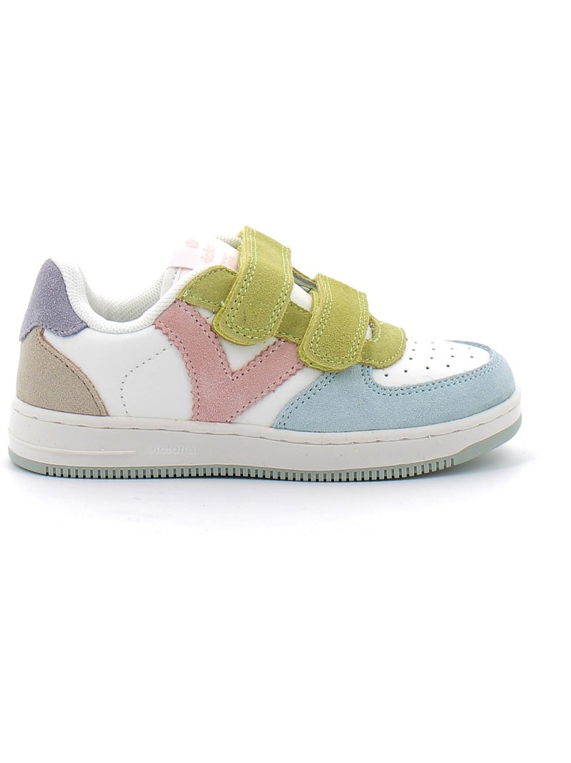 Basket à Scratch Pour Enfant Tiempo Scratch Cuir Fendu Multicolore Blanc - Kiabi