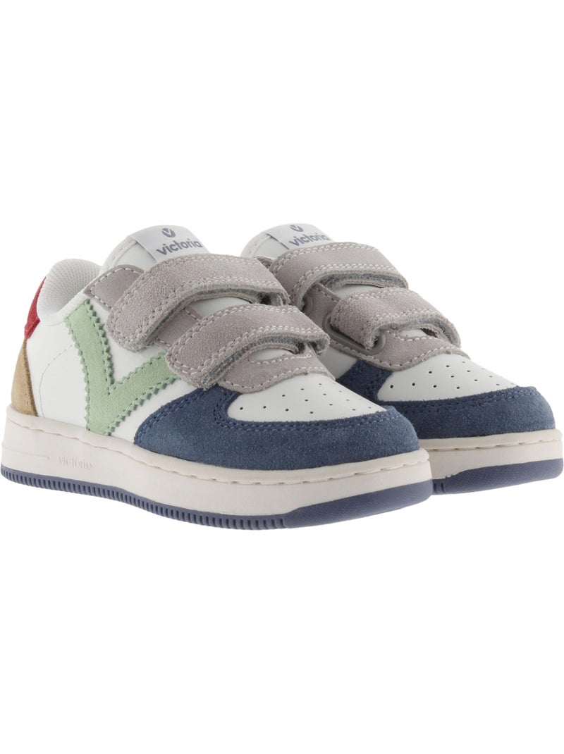 Basket à Scratch Pour Enfant Tiempo Scratch Cuir Fendu Multicolore Bleu - Kiabi