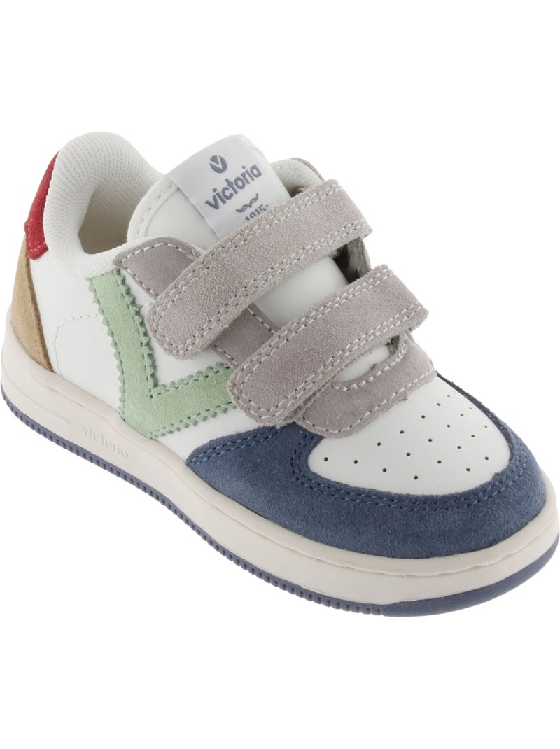 Basket à Scratch Pour Enfant Tiempo Scratch Cuir Fendu Multicolore Bleu - Kiabi