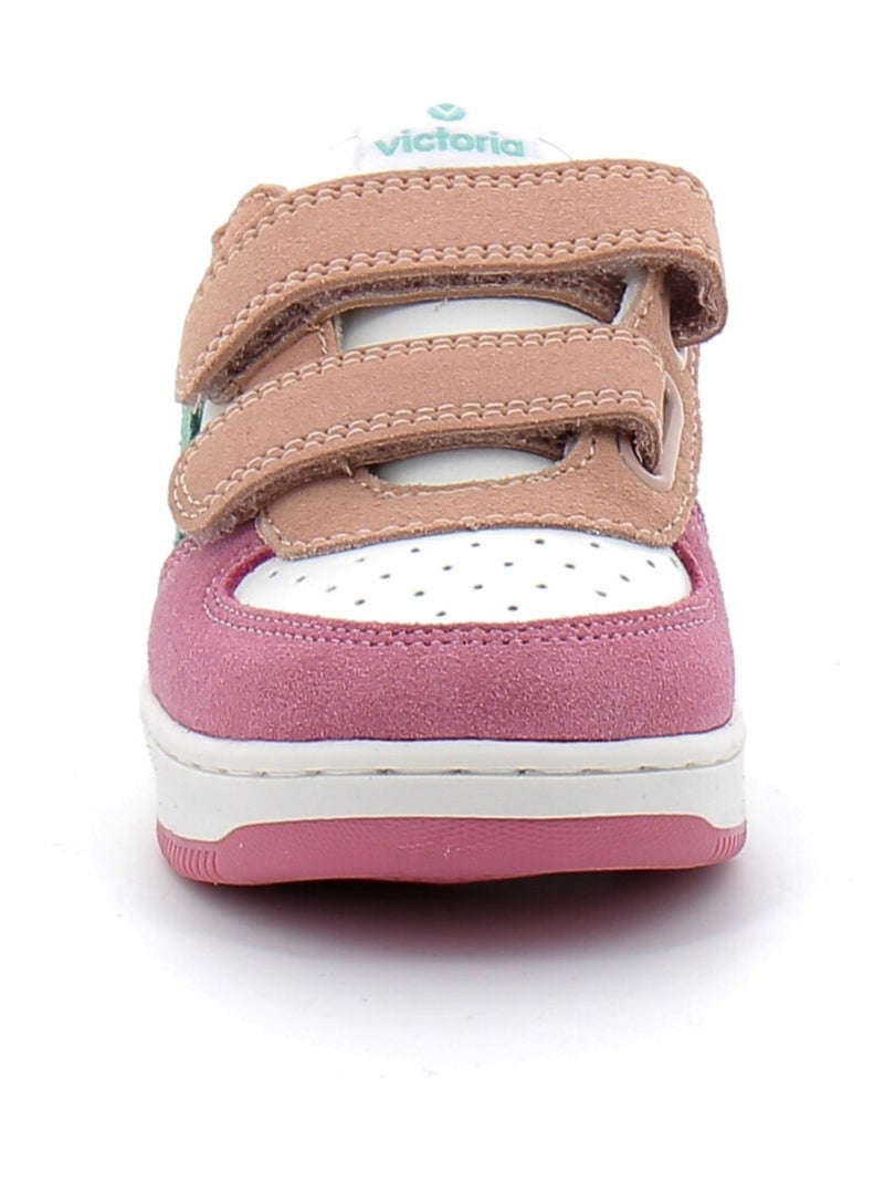Basket à Scratch Pour Enfant Tiempo Scratch Cuir Fendu Multicolore Rose - Kiabi