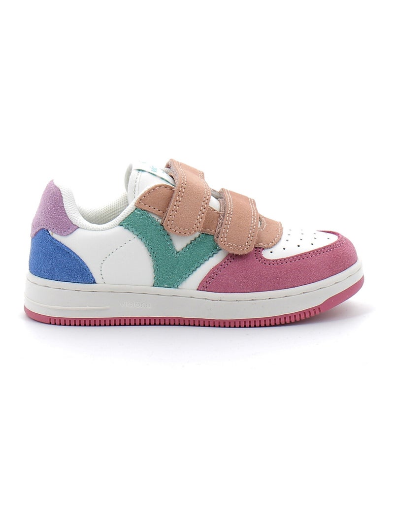 Basket à Scratch Pour Enfant Tiempo Scratch Cuir Fendu Multicolore Rose - Kiabi