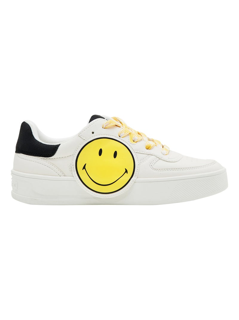 Basket Basse à Lacets Desigual New Fancy Smiley Blanc - Kiabi