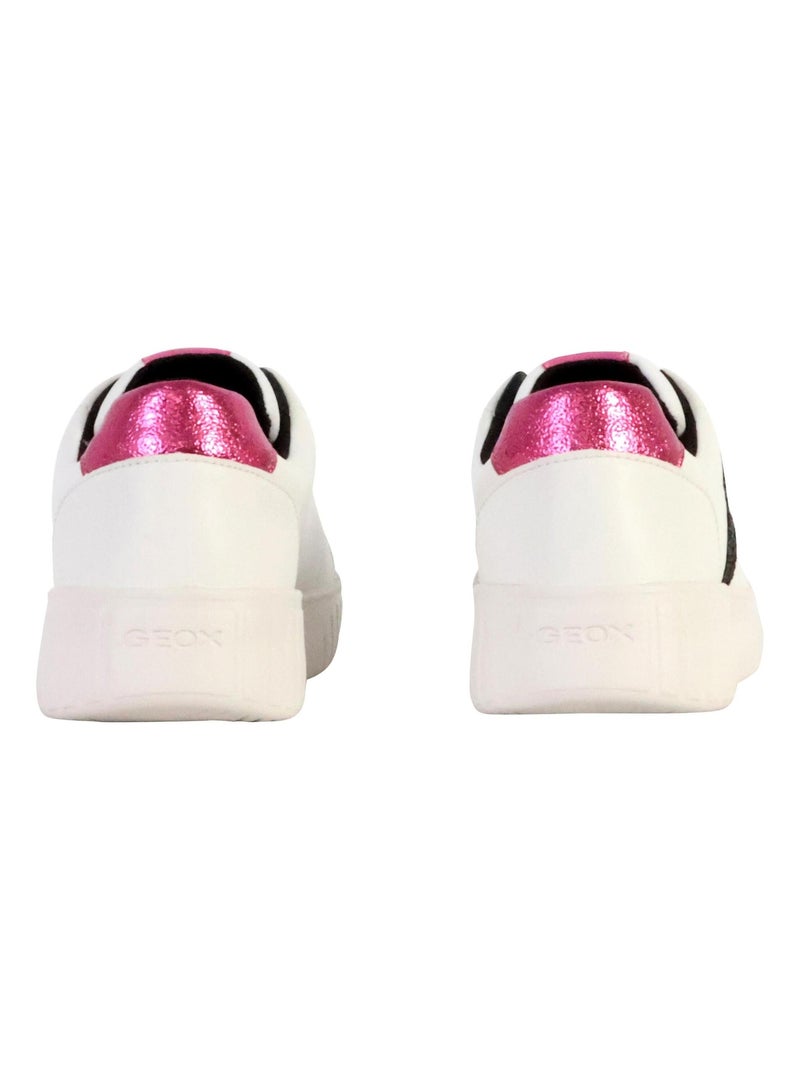 Basket Basse à Lacets Geox Junior Mikiroshi Synth.Lea Blanc - Kiabi