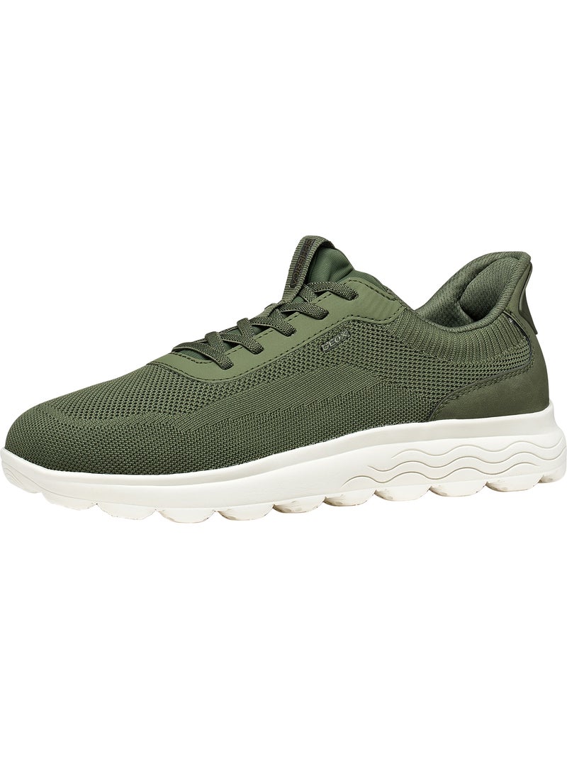Basket Basse à Lacets Geox Spherica Plus  Knit.Te+Sy Kaki - Kiabi