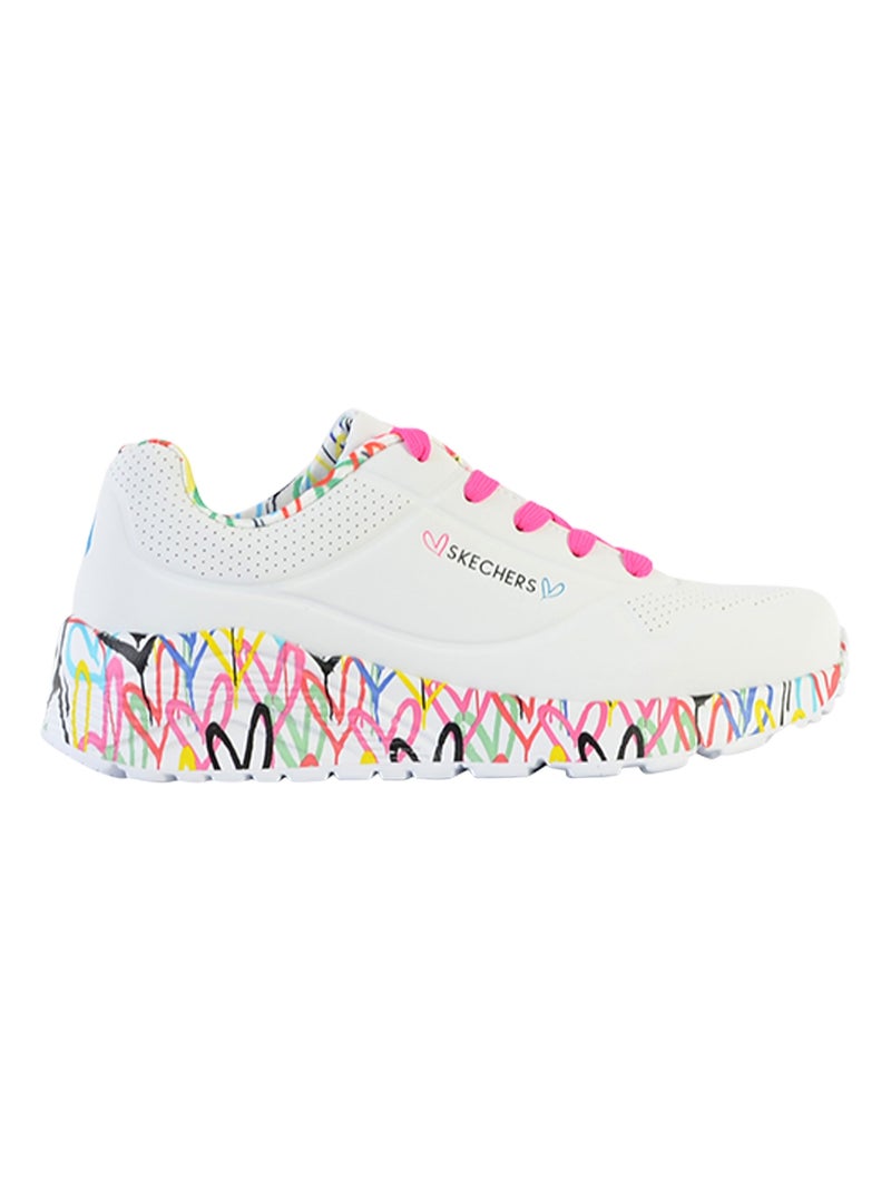 Basket Basse à Lacets Skechers Juniors Uno Lite-Lovely Luv Blanc - Kiabi