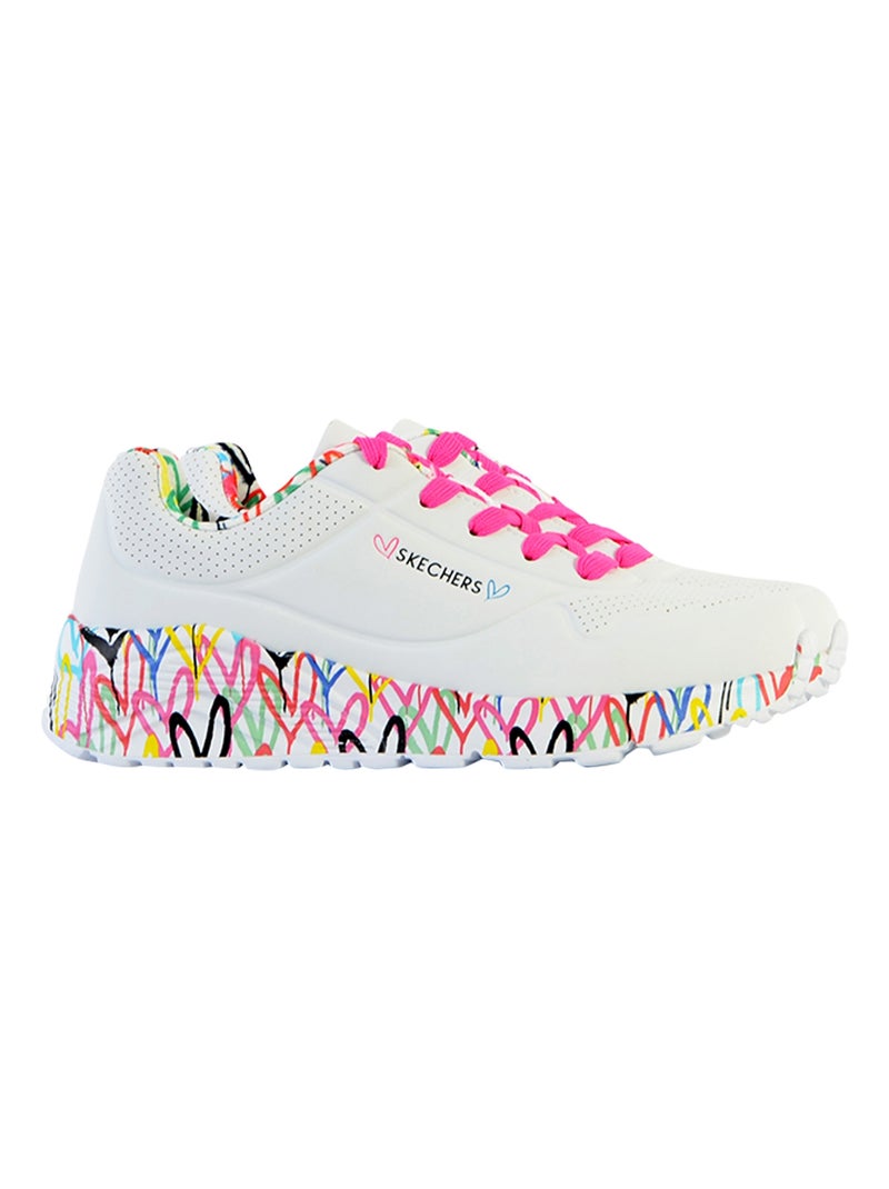 Basket Basse à Lacets Skechers Juniors Uno Lite-Lovely Luv Blanc - Kiabi