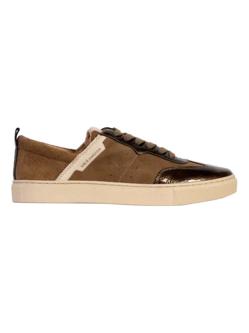 Basket Basse Cuir Emilie Karston Tais Taupe - Kiabi