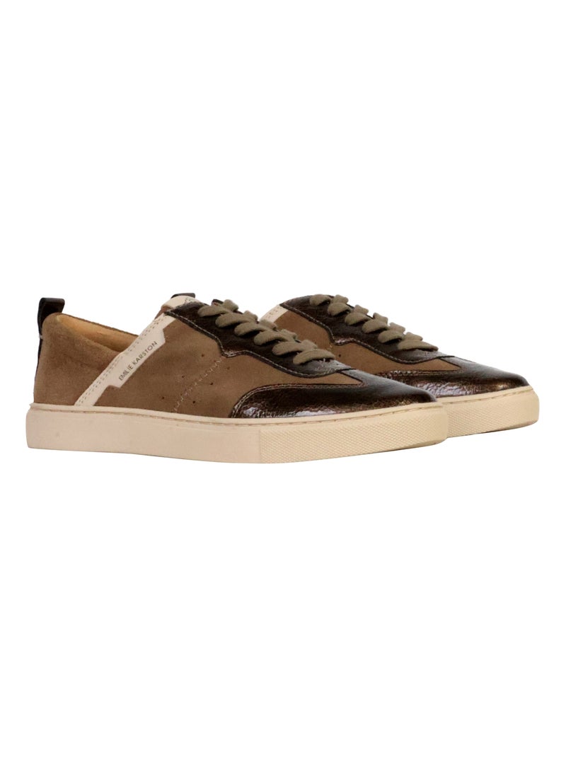 Basket Basse Cuir Emilie Karston Tais Taupe - Kiabi
