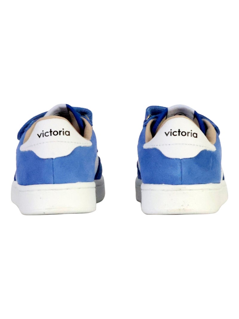 Basket Basse Cuir Enfant Victoria Bleu - Kiabi