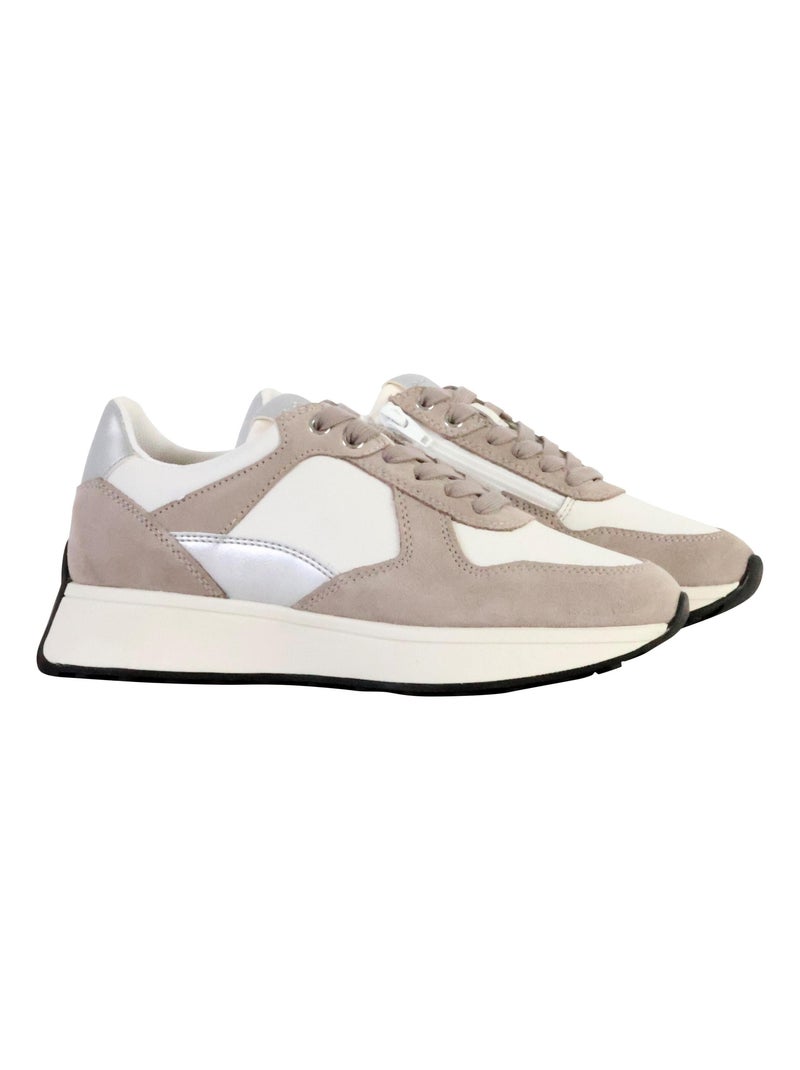 Basket Basse Cuir Geox Amabel Nappa Suede Blanc - Kiabi