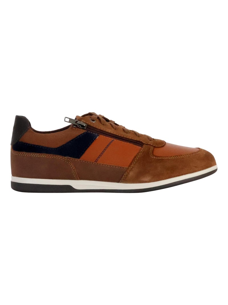 Basket Basse Cuir Geox Renan Suede Marron - Kiabi