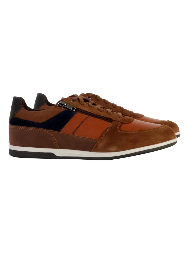 Basket Basse Cuir Geox Renan Suede Marron - Kiabi